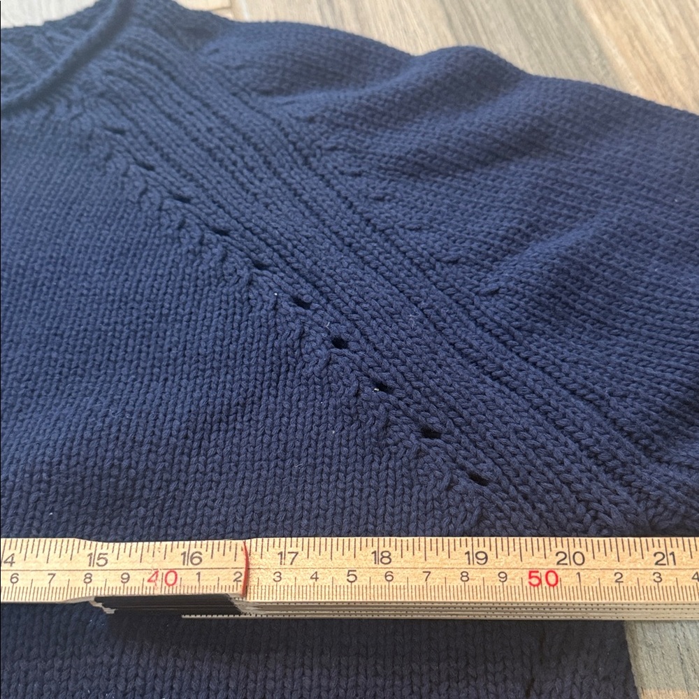 J Crew Woman's Sweater with pointelle stitching Sz Medium J6381 Navy NWT - Picture 7 of 11